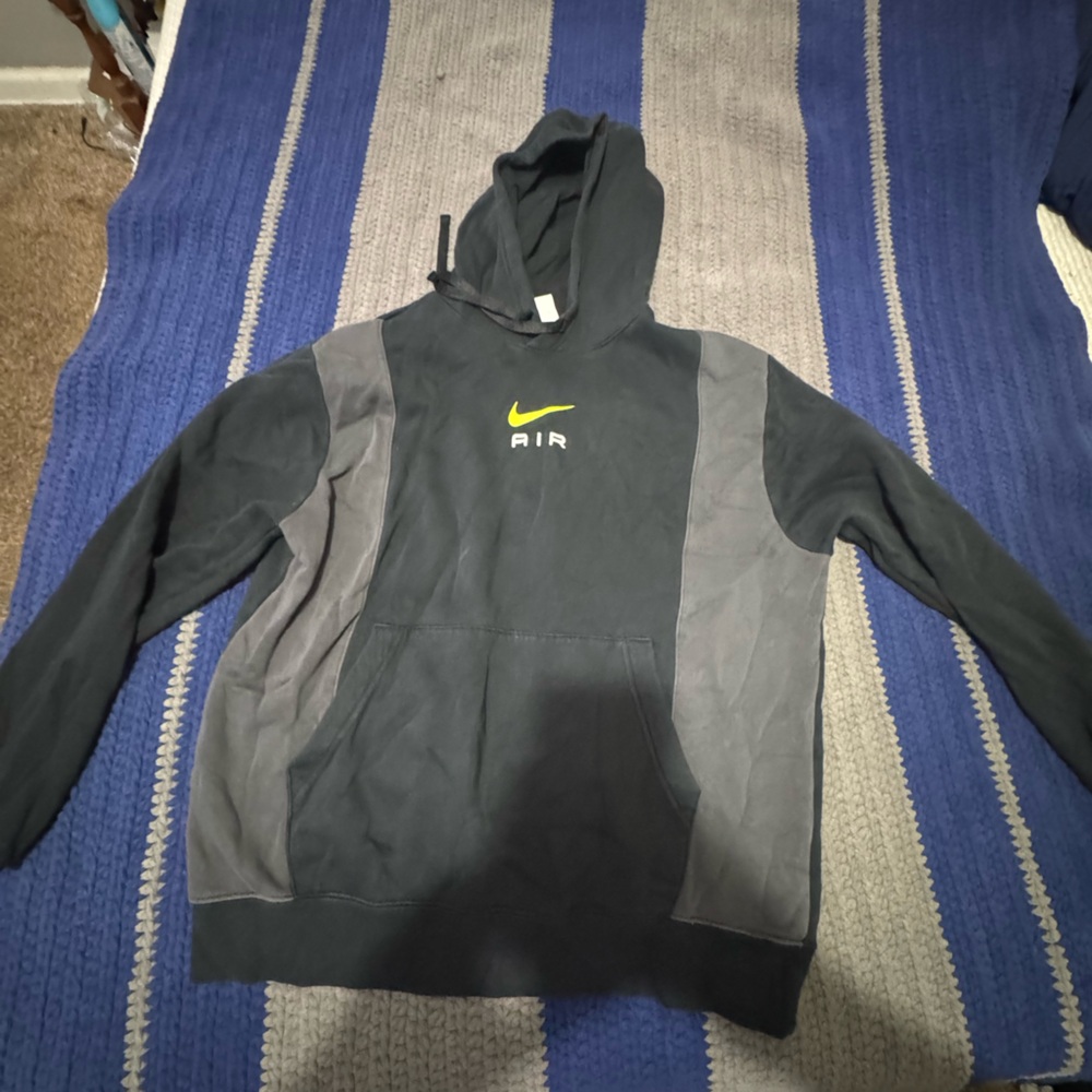Nike Black and Gray Sweatshirt with Yellow Swoosh
